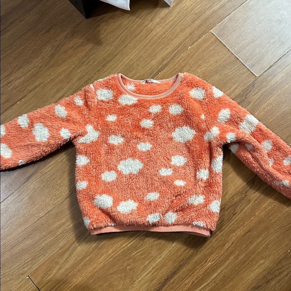 H&m Cozy Orange and White Polka Dot Sweater